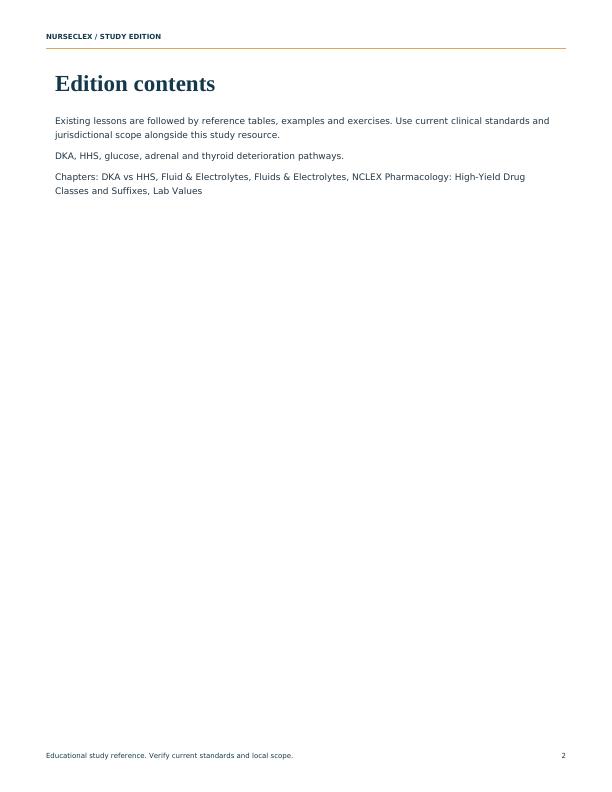 Endocrine System & Metabolic Crisis Workbook - Contents