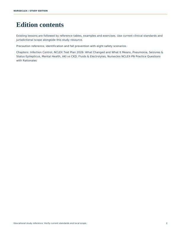 Safety & Infection Prevention - Contents
