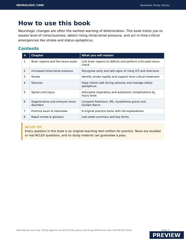 Neurologic Care - Contents