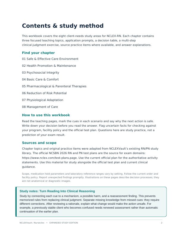 NCLEX-RN 2026 Clinical Judgment Study Workbook - Contents
