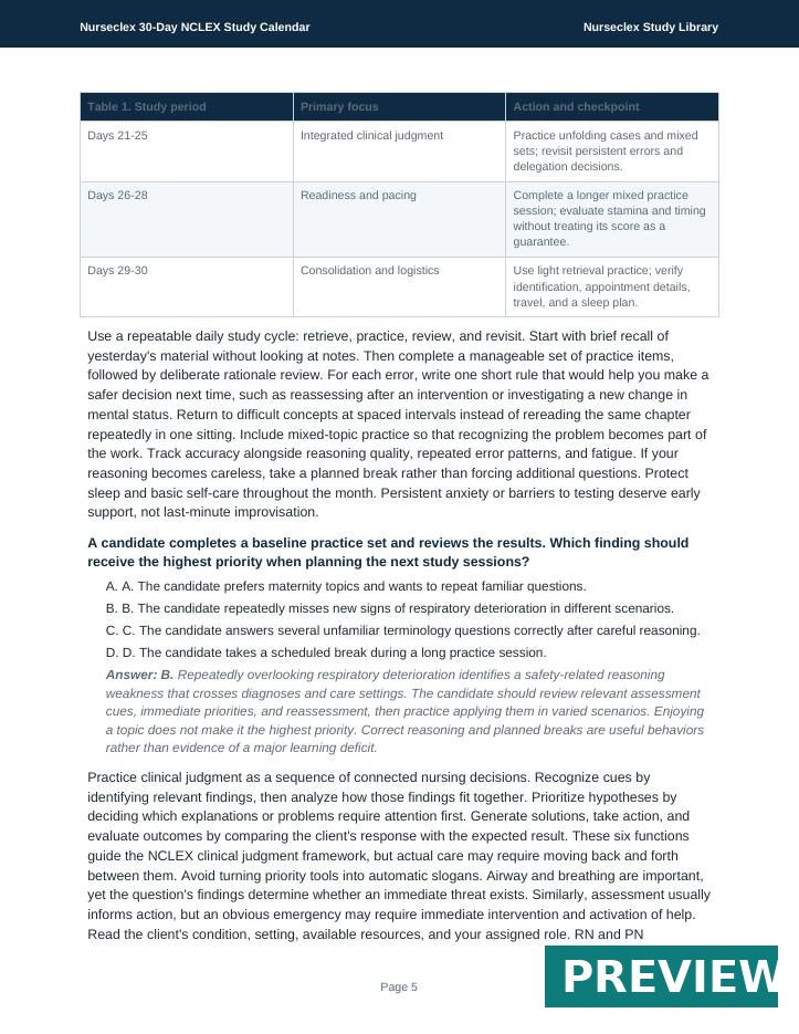 Nurseclex 30-Day NCLEX Study Calendar - Page 5